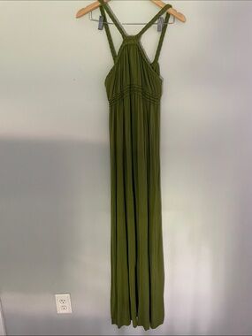 Max Studio Olive Green Maxi Dress with Braided Straps. size:L